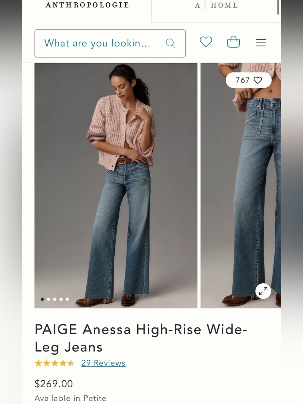 PAIGE Anessa High Rise Wide Leg Vintage Inspired Denim